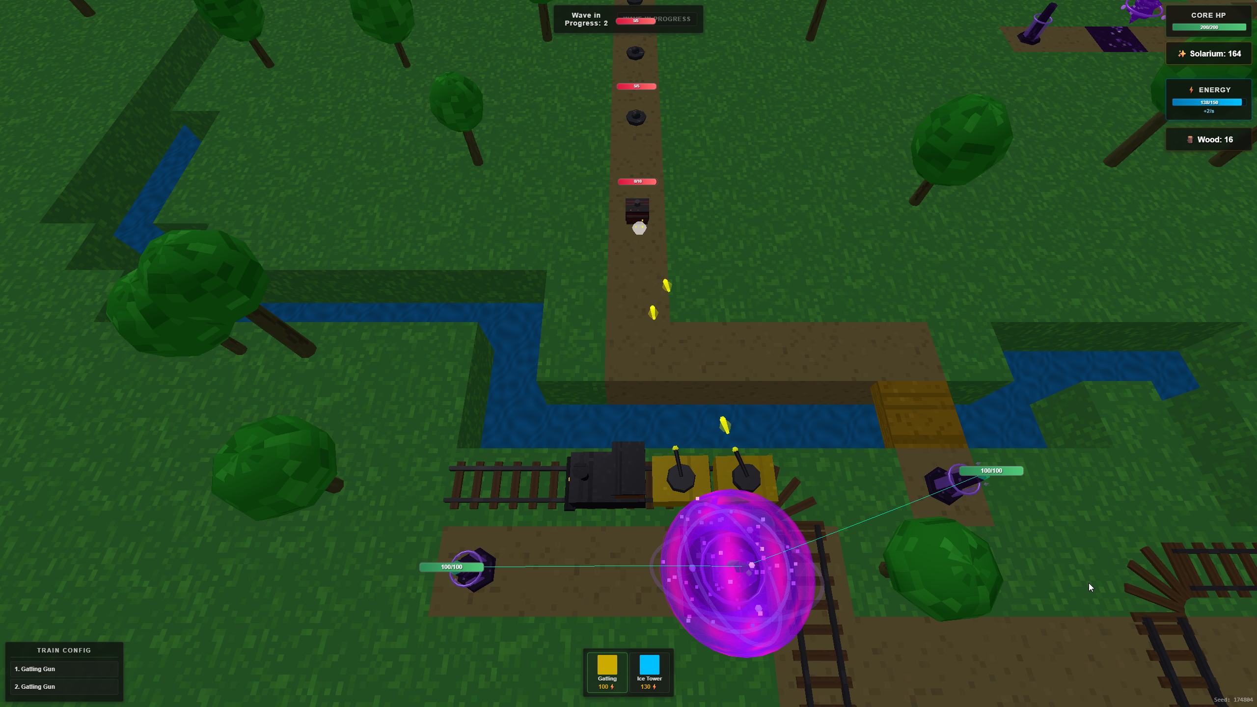 Train Towers - Core defense near a river crossing